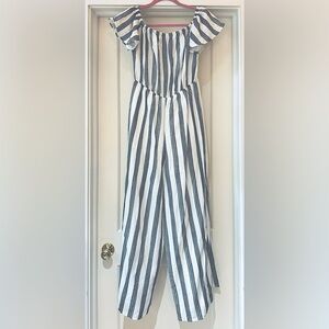 Flying Tomato Black and White Striped Jumpsuit